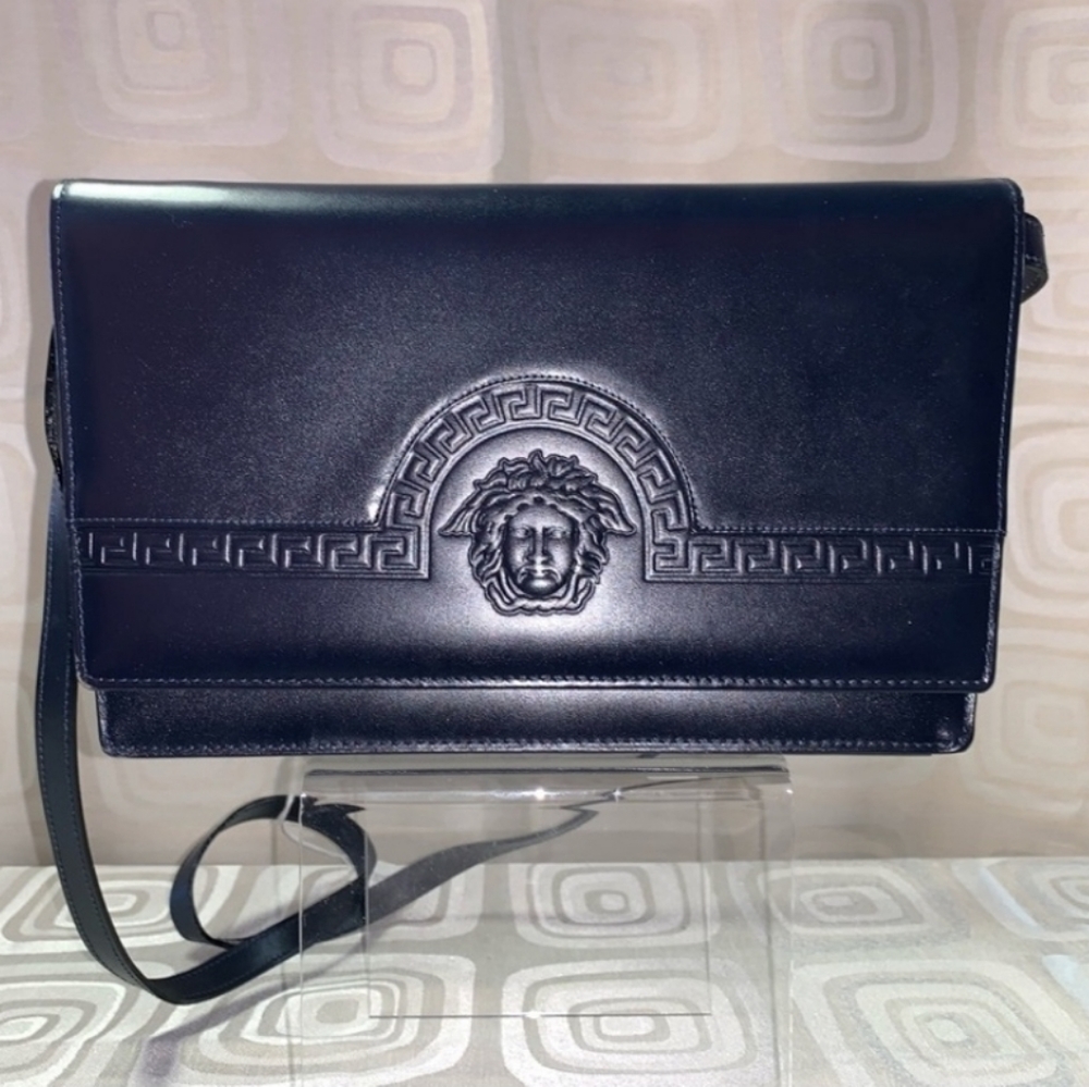 Gianni Versace navy crossbody purse